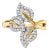 18K Yellow Gold Plated .925 Sterling Silver 1/2 Cttw Baguette and Round Diamond Bypass Triple Leaf Ring (I-J Color, I1-I2 Clarity) - Size 6 For Sale