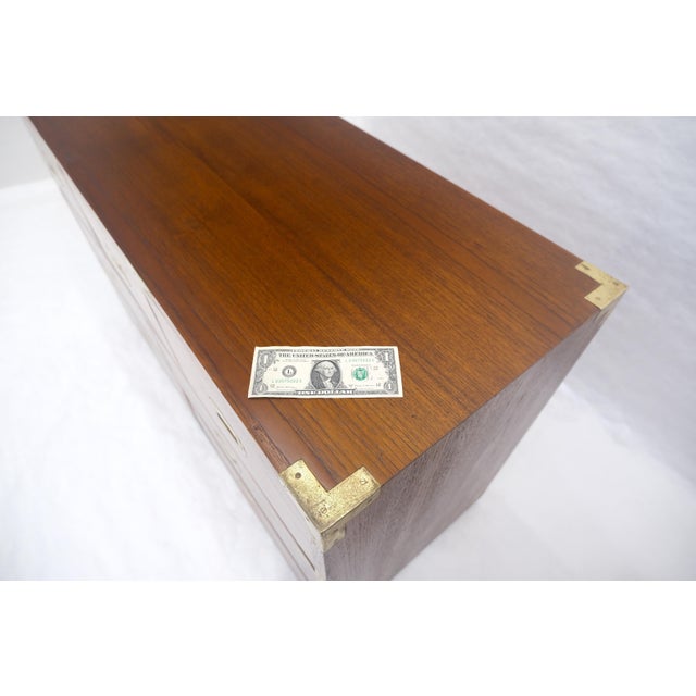 Pair of Campaign Solid Teak Dovetailed Drawers Dressers Credenza Brass MINT! For Sale - Image 15 of 17