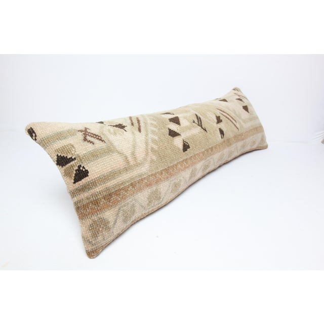 Mid 20th Century Handmade Vintage Sitting Rug Pillow Cover -12'' X 37'' For Sale - Image 5 of 8