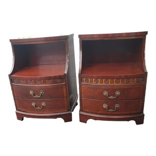 Kent Coffey the Mainwaring Collection Two-Drawer Tier Mahogany Nightstands, a Pair For Sale