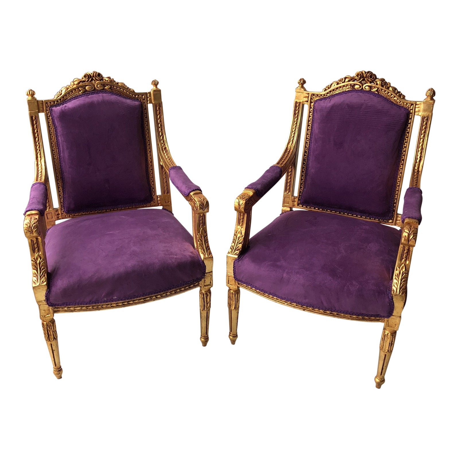 Vintage Purple Throne Chairs a Pair Chairish