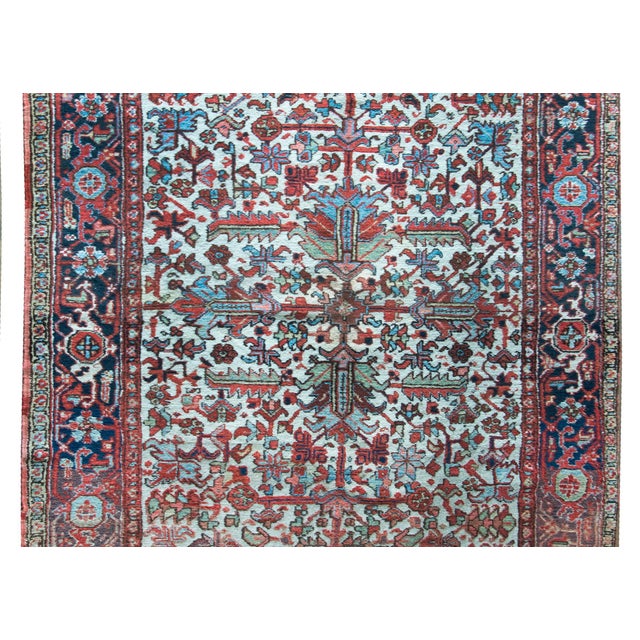 Textile Early 20th Century Persian Heriz Rug For Sale - Image 7 of 15