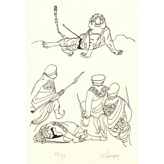 Vintage Stone French Lithograph - "Le Tigre Des Ming" (The Ming Tiger) For Sale