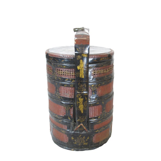 Chinese Early 20th Century Antique Bamboo Food Basket For Sale - Image 3 of 11