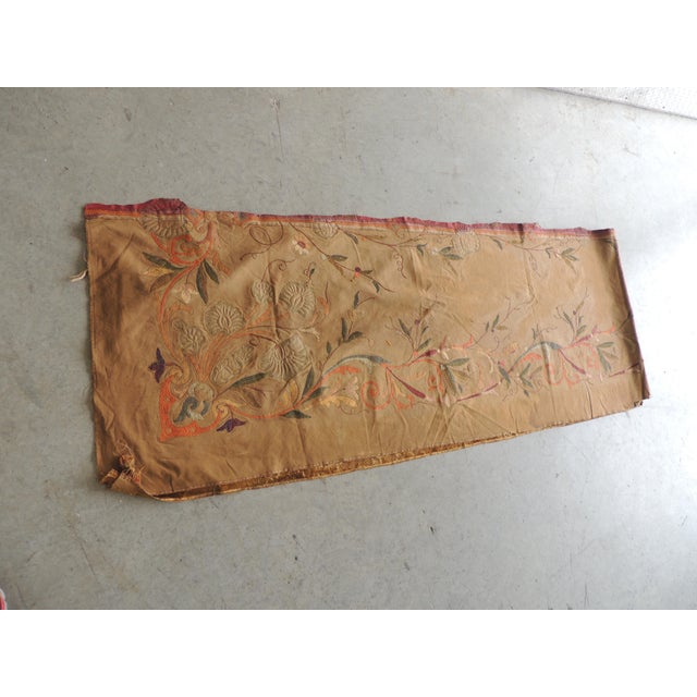 Gold 19th C. Arts and Crafts Style Embroidered Silk Velvet Portiere For Sale - Image 8 of 9