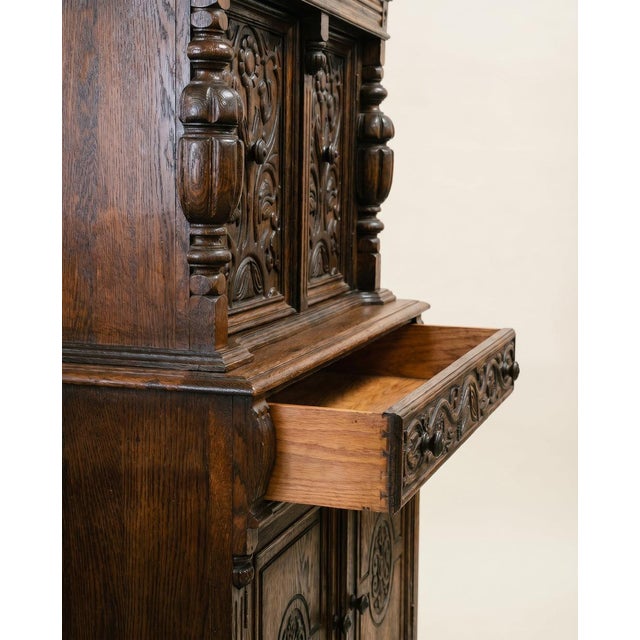 Early 20th Century Early 20th Century Carved Oak Jacobean Revival Cabinet For Sale - Image 5 of 8