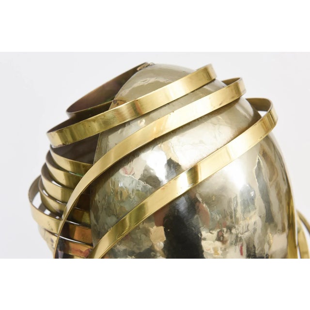 Brass Vintage Signed Karl Schmidt Brass and Hammered Alpaca Silver Sculpture, Austria, 1980's For Sale - Image 8 of 12