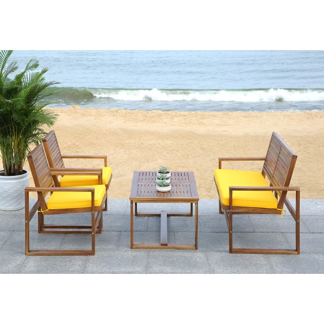 Outdoor Living Set in Brown & Yellow - 4 Pieces For Sale In Philadelphia - Image 6 of 8