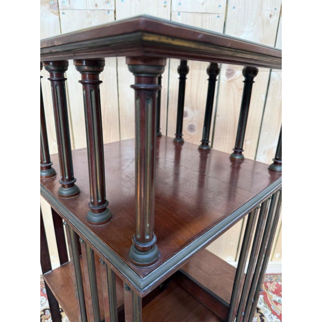 Victorian Revolving Bookcase in Mahogany and Brass, 1870s-1900s For Sale - Image 4 of 8