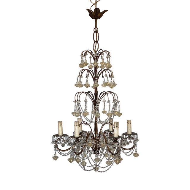 Chandelier with Murano Drops, 1960s For Sale