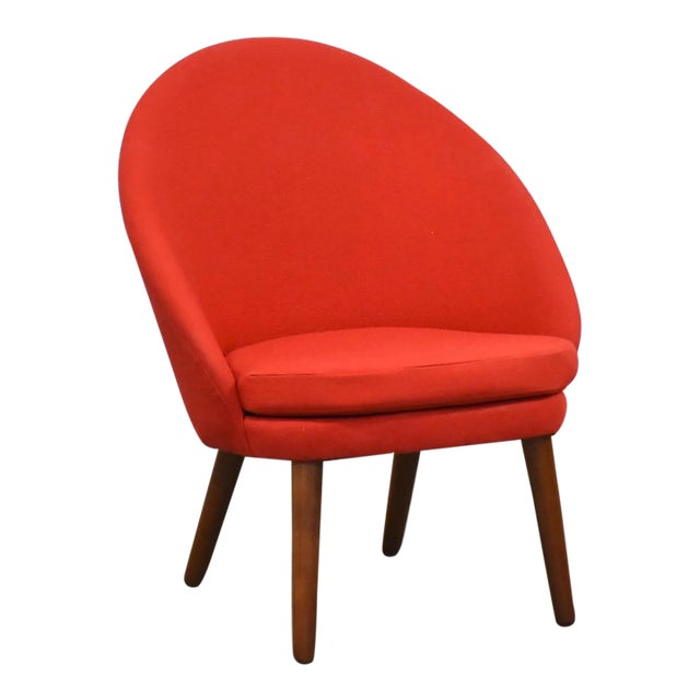 1960s Danish Modern Red Lounge Chair by Ejvind Johansson For Sale
