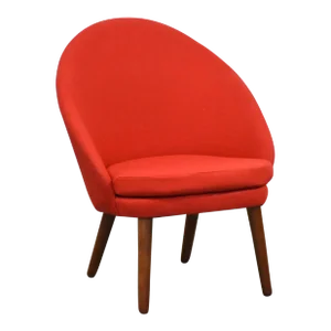 1960s Danish Modern Red Lounge Chair by Ejvind Johansson