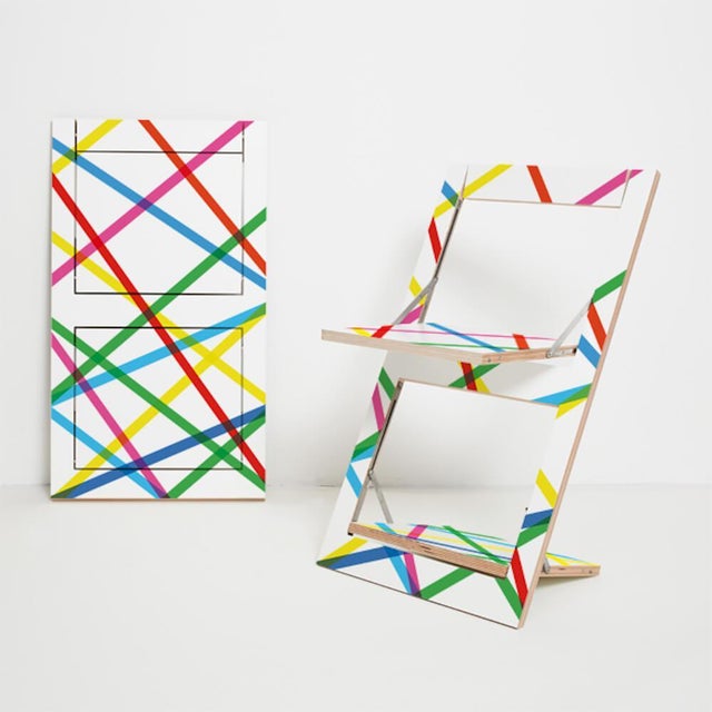Fläpps Folding Chair – Colored Lines from Ambivalenz For Sale - Image 4 of 4