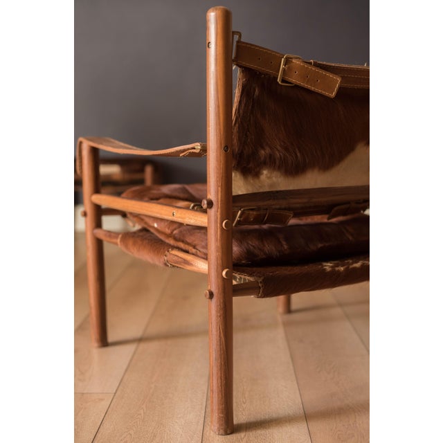 Brown Mid Century Rosewood Sirocco Safari Lounge Chair and Ottoman by Arne Norell For Sale - Image 8 of 18