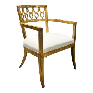 Michael Smith Carved Italian Giltwood Treviso Armchair, Unsigned For Sale