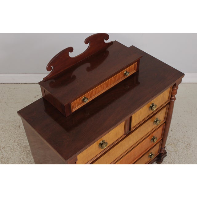 Tiger Maple Front Sheraton Mahogany Dresser W. Jewelry Box For Sale - Image 10 of 14