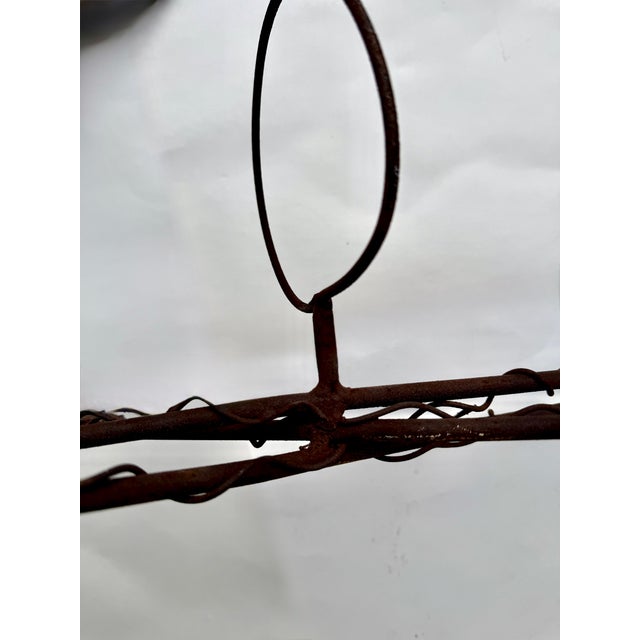Wrought Iron Wall-Mounted Plant Holder With Garden Tools and Leaves For Sale - Image 9 of 10