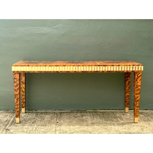 Late 20th Century Vintage Fluted Edge Tortoise Faux Finished Lane Console Table For Sale - Image 5 of 12