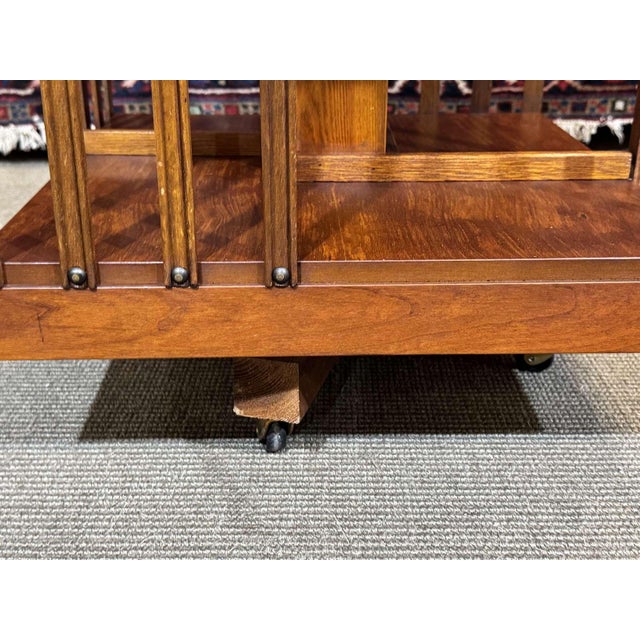 Brown English Revolving Bookcase in Yew Wood, 1970s For Sale - Image 8 of 13