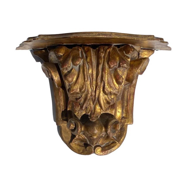 Antique Florentine gilt wall bracket. Made in Florence Italy, this beautiful wall shelf will enhance any room.