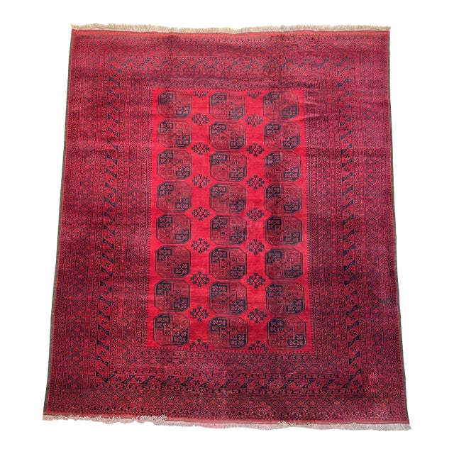 Vintage Afghan Turkmen Ersari Bokhara Oversize Rug - 12'2" X 10'4" For Sale