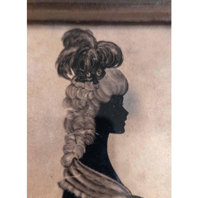 19th Century American or English Folk Art Reverse Painted Glass Miniature Silhouette Portrait For Sale - Image 11 of 13