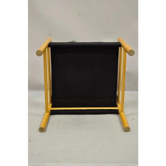 Vintage Mid Century Modern Scandinavian Black Canvas Birch Wood Lounge Chair For Sale - Image 9 of 11