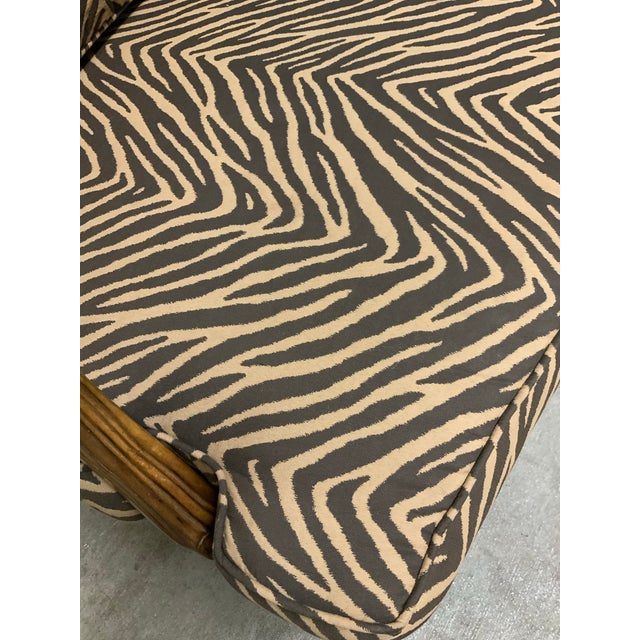 Large Vintage French Bergere Armchair in Zebra / Animal Print – Palm Beach Regency, Ralph Lauren or Grandmillennial Statement Piece! See Pics! For Sale - Image 11 of 12
