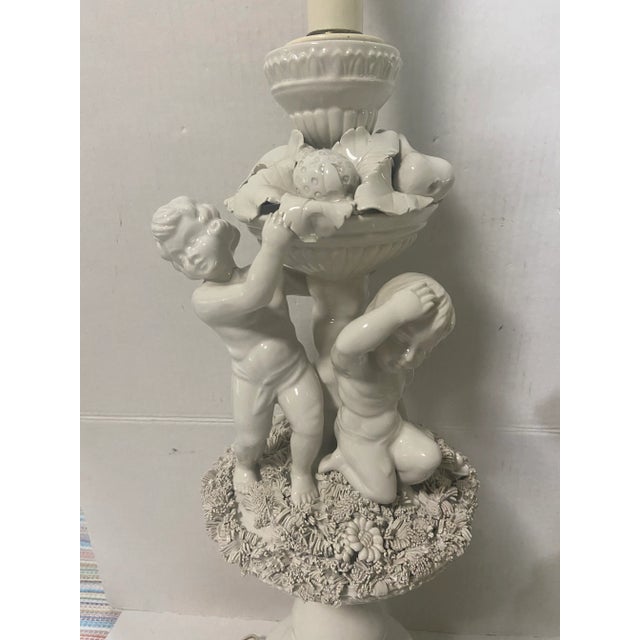 French Neoclassical Blanc-De-Chine Porcelain Cherub Style Lamp a Pair For Sale In Cleveland - Image 6 of 12