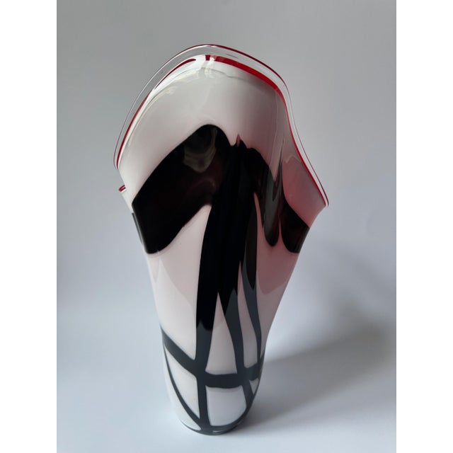 Large Sculptural Handkerchief Art Glass Vase, 1980s For Sale - Image 14 of 16