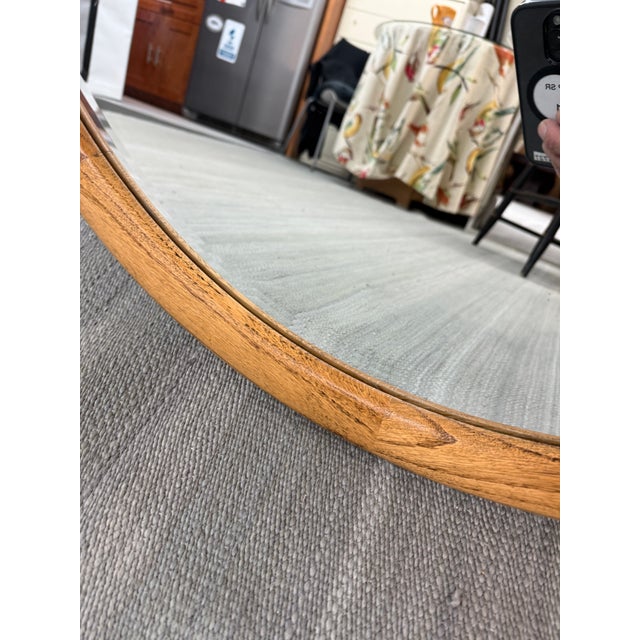 Vintage Round Oak Framed Wall Mirror For Sale In San Francisco - Image 6 of 12