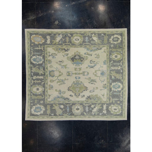 Black Turkish Oushak Square Rug 8'8" x 7'9" #18126 For Sale - Image 8 of 8