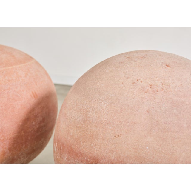 Pair of Tuscan Terracotta Garden Sphere Finials on Pedestals For Sale - Image 9 of 18