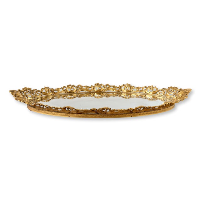 Mid-Century Modern Midcentury Gold Filagree Vanity Mirror For Sale - Image 3 of 4