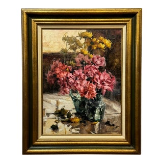 Herbert Parrish :Roses & Mirror" Floral Still Life For Sale