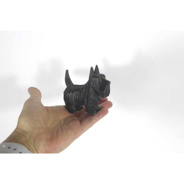 Vintage Hand Carved Wood Scottie Dog Figurine Canine Folk Art For Sale - Image 10 of 10