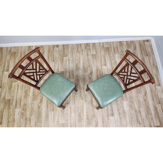 1970s Vintage Rattan Chinese Chippendale Chairs - Set of 6 For Sale - Image 11 of 12