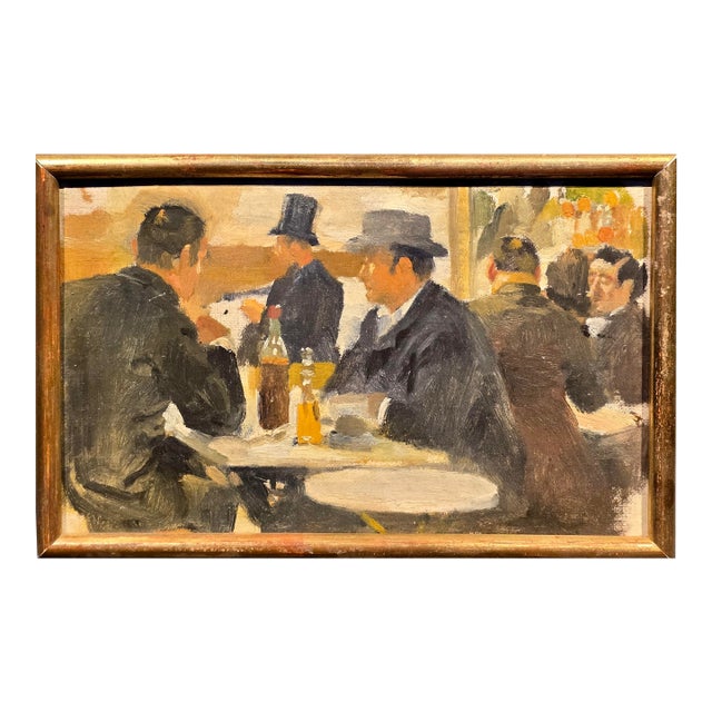 Lucien Laurent Gsell -19th Century French Café Interior Scene, Oil Painting For Sale