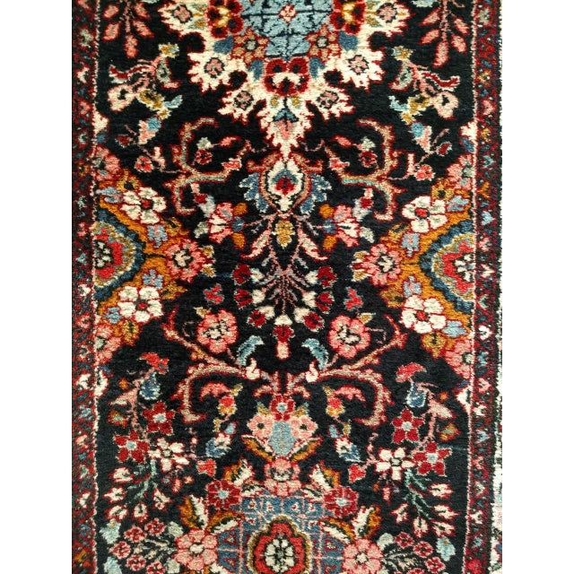Vintage Bakhtiari Tribal Runner, Hand-Knotted Wool, Floral Bouquets & Medallions, Navy & Ivory, 3x12 For Sale - Image 16 of 16