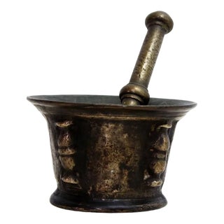 Mortar & Pestle in Bronze, 17th Century, Set of 2 For Sale