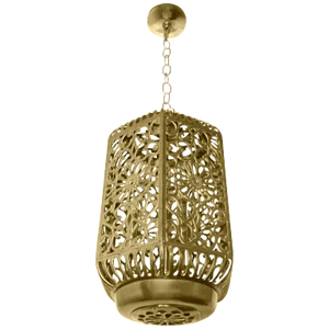 1950s Vintage Japanese Pierced Filigree Brass Ceiling Pendant