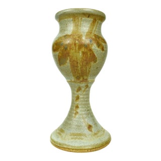 Late 20th Century Small Handmade Studio Pottery Footed Vase For Sale