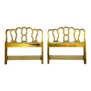 Pair of French Provincial Gold Twin Size Headboards Hollywood Regency For Sale