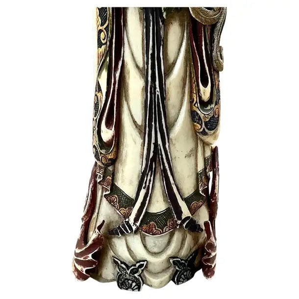 Large Carved and Polychrome Chinese Figurines, a Pair For Sale - Image 9 of 13