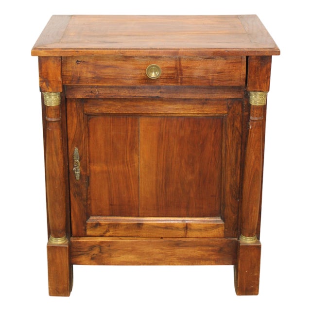 French Empire Nightstand / Side Table Cabinet With Columns, 19th Century For Sale