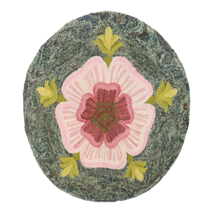 Early 20th Century Round American Hooked Floral Rug