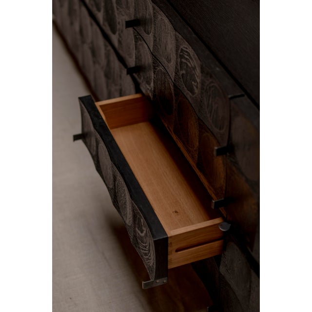 Wood Brutalist Sideboard by J. Batenburg for M.I., Belgium 1970s For Sale - Image 7 of 15