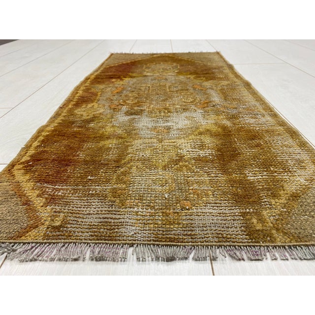 Turkish Small Vintage Door Mat Rug For Sale - Image 3 of 5