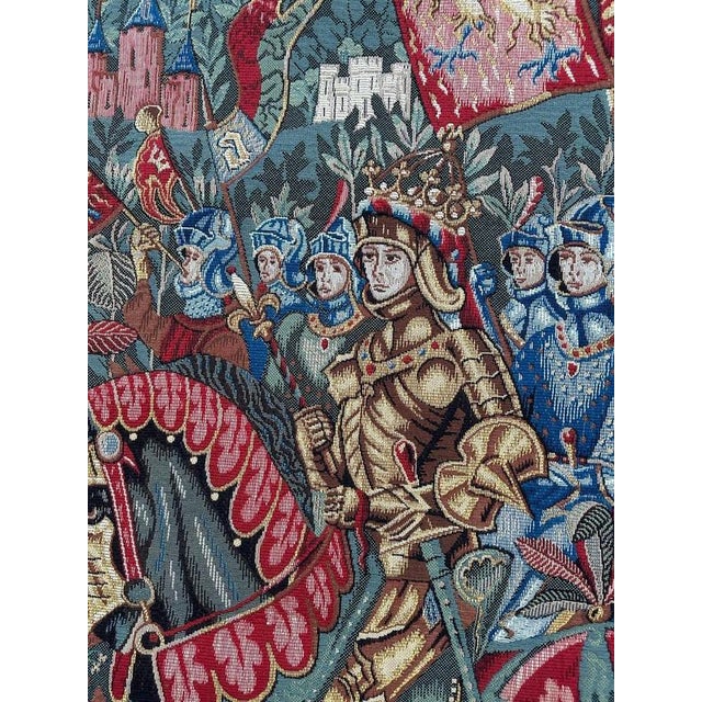 Vintage French Jacquard King Arthur Legend Tapestry by Aubusson, 1990s For Sale - Image 6 of 18