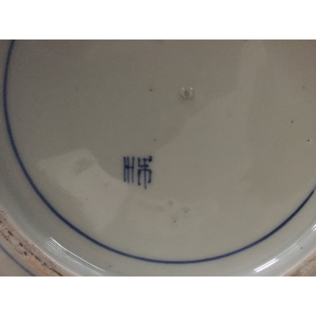Antique - Edo Period - Blue & White Octagonal Plate With Bamboo & Floral Motif For Sale - Image 10 of 12